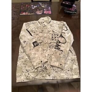 Punk  Royal Men’s Full zip printed jacket size 2XL Ivory Black HG AOP